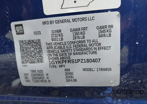 2023 Cadillac Xt6 Awd Premium Luxury из США, поврежденный, VIN 1GYKPFRS1PZ180407